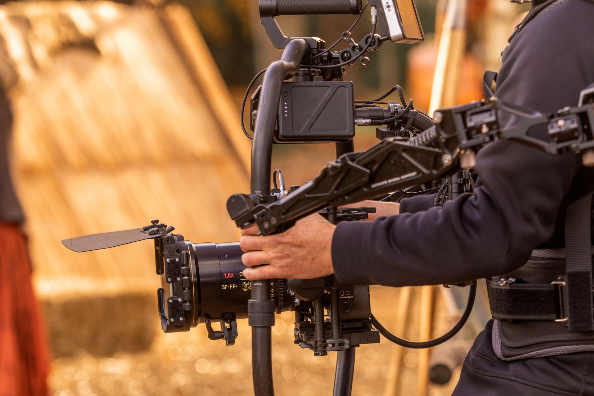 Video camera and specialised filming equipment on a film set